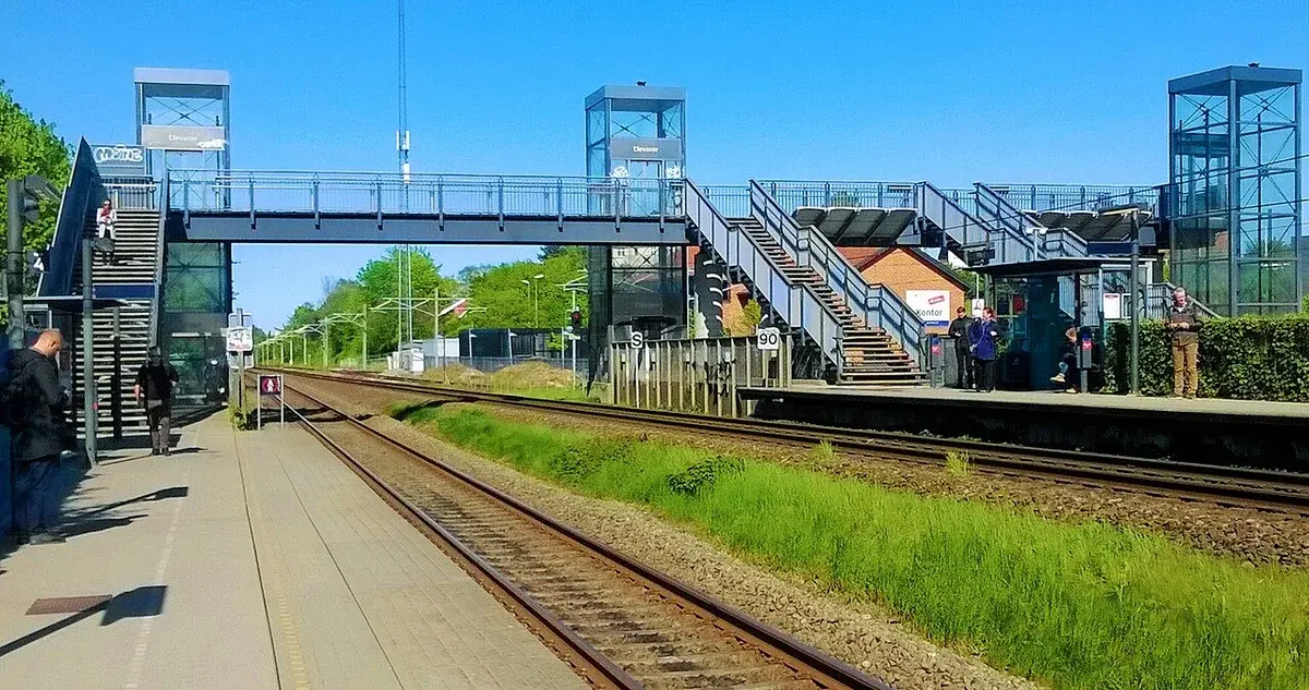 Railway station platforms and tracks at Viby J Station in Aarhus
